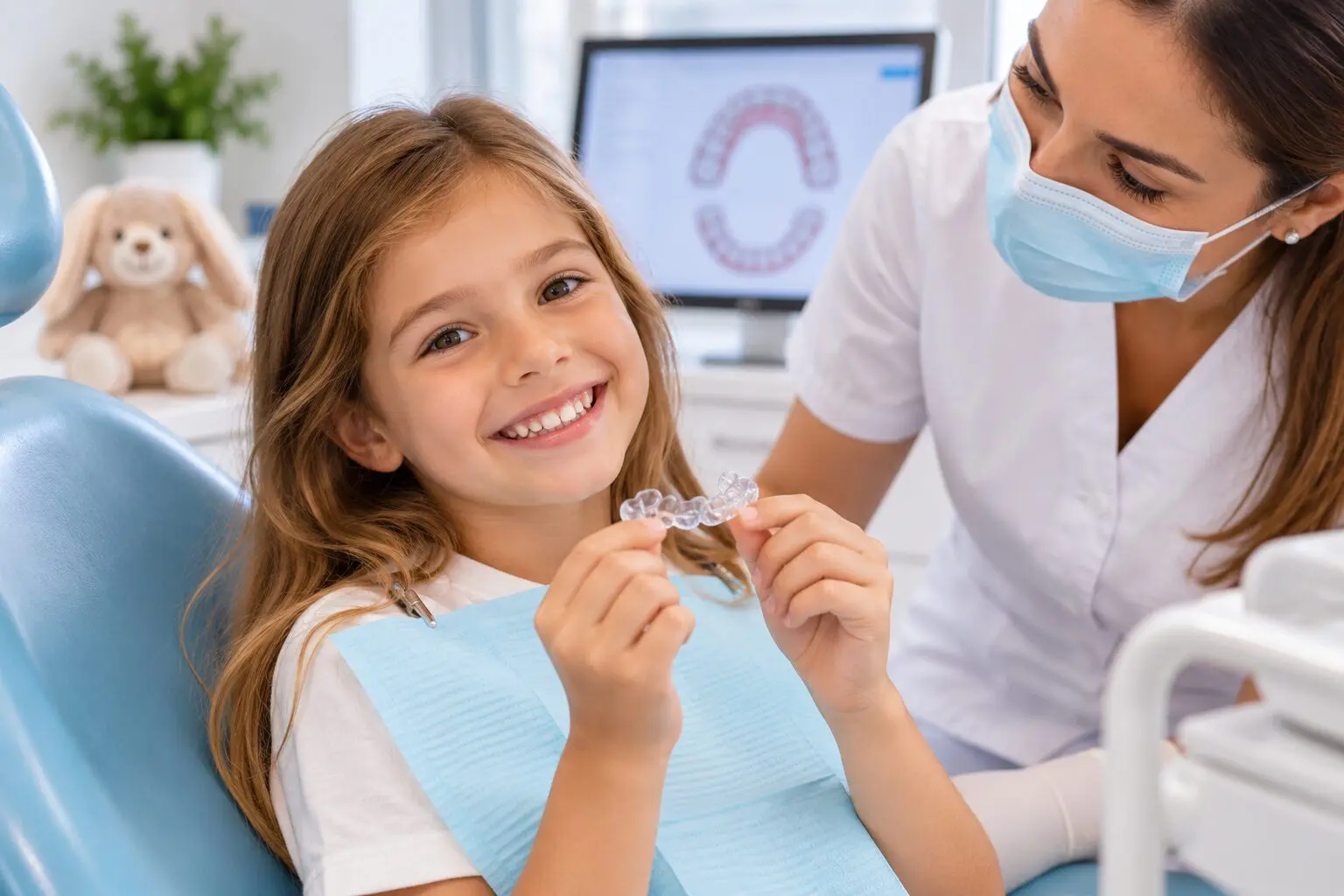 niña en una revision dental